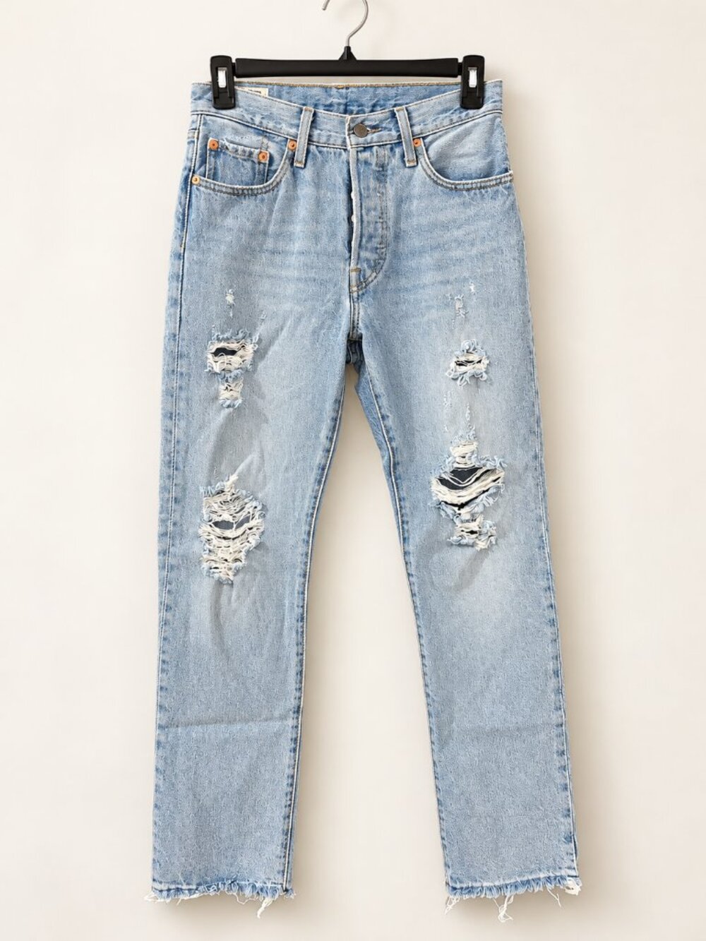 Levi’s 501 Original Distressed Ripped Jeans W25 L30 Light Wash